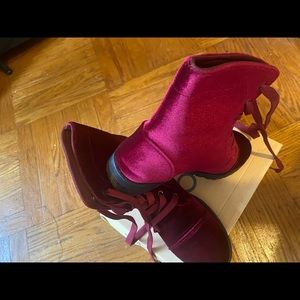 Velvet Burgundy boots size 8 1/2